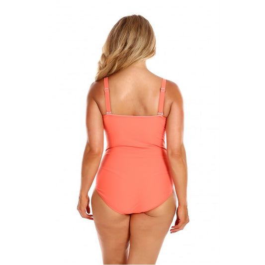 Capriosca Swimwear - Coral Twist Front Bandeau One Piece - Plus Size