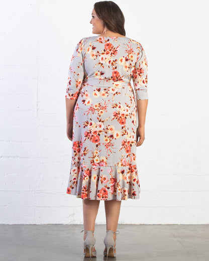 Kiyonna - Whimsy Wrap Dress - Rose Garden Gray - Plus Size