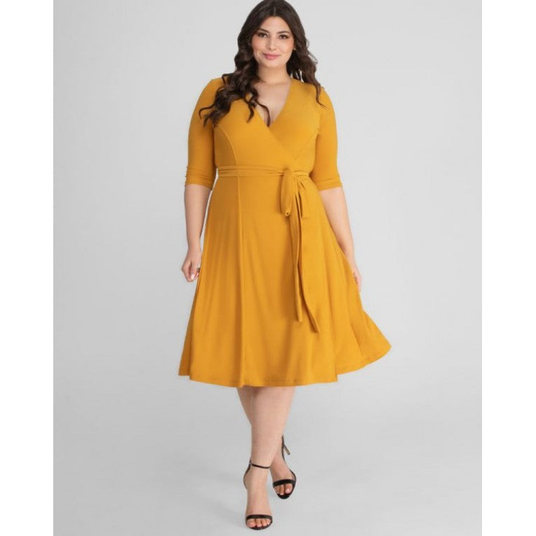 Kiyonna  - Essential Wrap Dress - Tuscan Sun - Plus Size