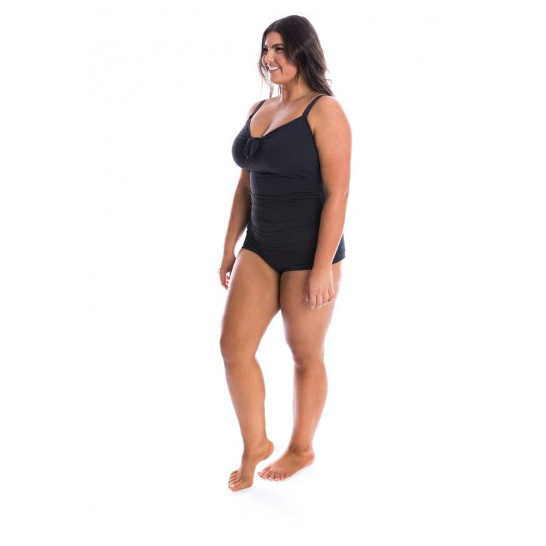 Capriosca Swimwear - Honey Comb Black Boyleg One Piece - Plus Size