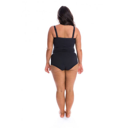 Capriosca Swimwear - Honey Comb Black Boyleg One Piece - Plus Size