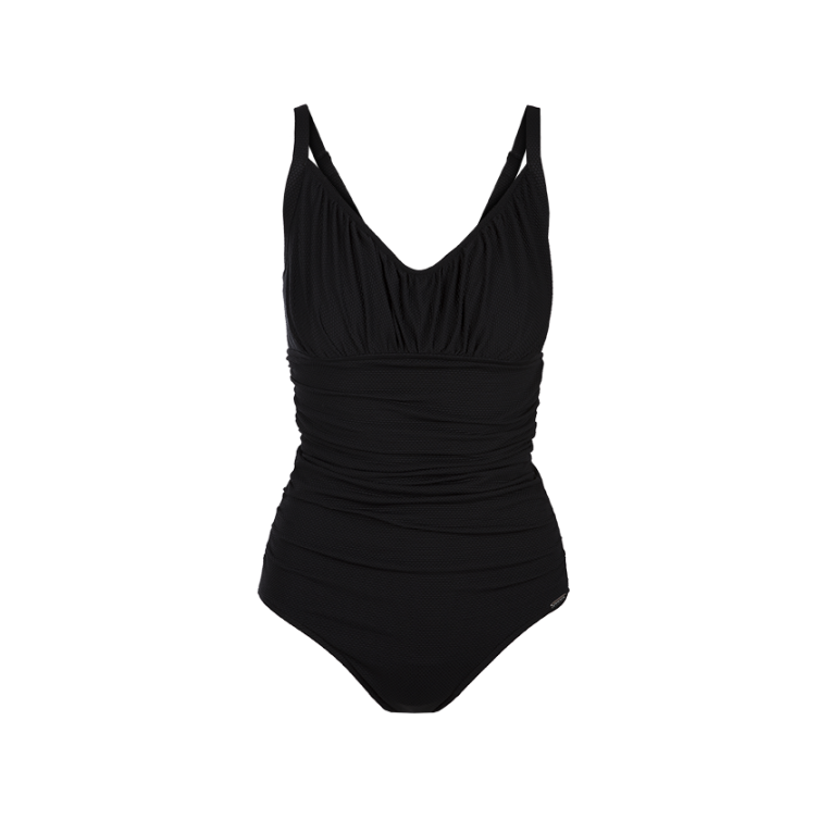Capriosca - Honeycomb Underwire One Piece Swimwear Black - Plus Size