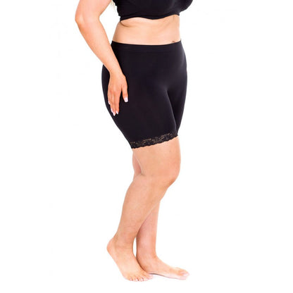 Sonsee - Anti Chafing Shorts Lace Trim (Black) - Plus Size