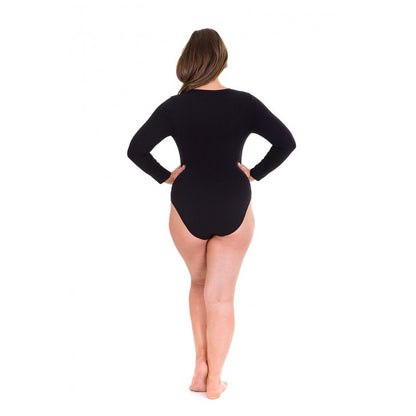 Sonsee - Long Sleeve Bodysuit (Black) - Plus Size
