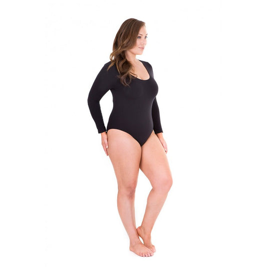 Sonsee - Long Sleeve Bodysuit (Black) - Plus Size