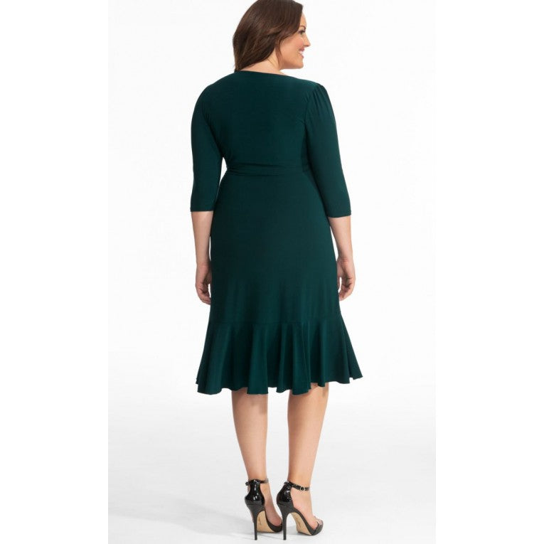 Kiyonna - Whimsy Wrap Dress - Hunter Green - Plus Size